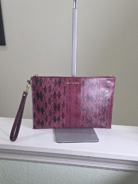 Michael Kors Purple/Gold Geniune Snake Skin Large Leather Wristlet EUC